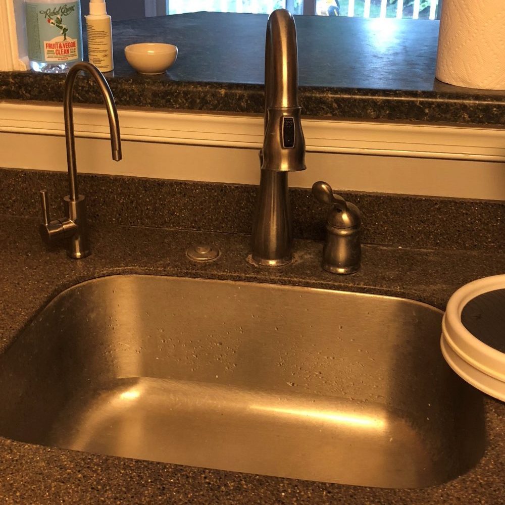 Reverse Osmosis Faucet (left of main faucet) installed by CWS in Hatboro PA 19040