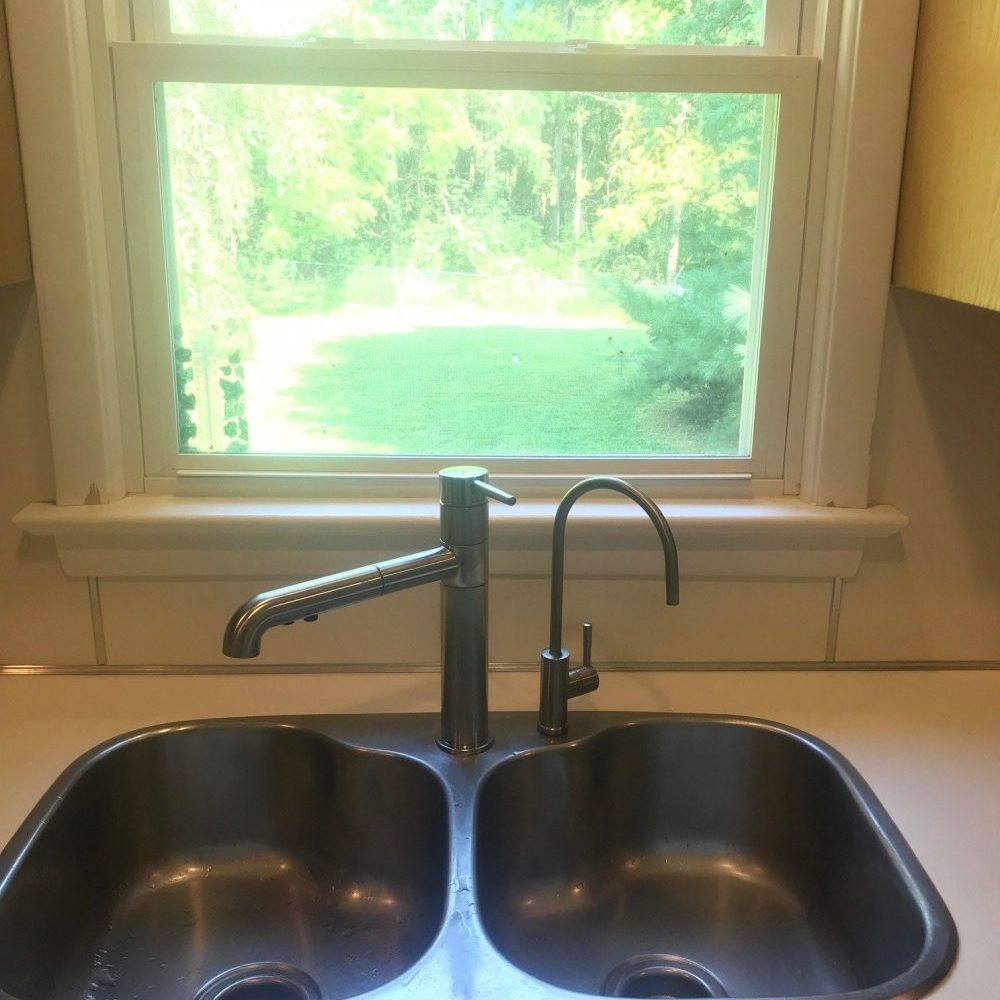 Reverse osmosis filter faucet (right of main faucet) installed by CWS in Lambertville, NJ 08530